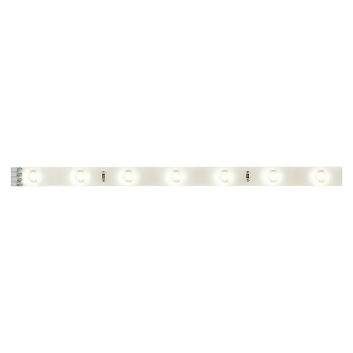 Paulmann Tira LED YourLED - 97,5 cm, Blanco cálido - Primer plano de una tira de LED con múltiples LED pequeños montados sobre un fondo negro.