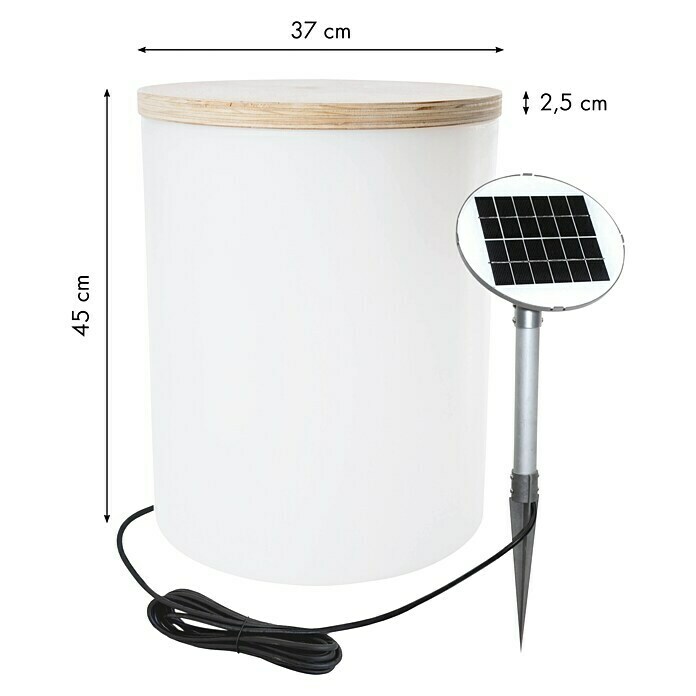 8 Seasons Design Shining LED-Solar-Dekoleuchte Drum (Weiß, L x B x H: 37 x 37 x 45 cm)