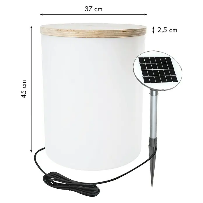 8 Seasons Design Shining LED-Solar-Dekoleuchte Drum - Weiß, L x B x H: 37 x 37 x 45 cm - Eine stilvolle Solarleuchte mit den Maßen 37 cm Breite und 45 cm Höhe, ideal für den Außenbereich.
