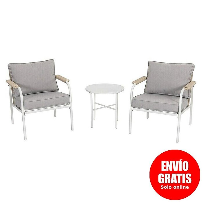 Sunfun Conjunto de muebles Anabel (3 pzs., Ratán sintética/Acero, Beige/Gris) | BAUHAUS