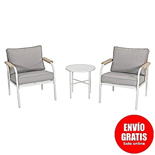 Sunfun Conjunto de muebles Anabel (3 pzs., Ratán sintética/Acero, Beige/Gris)