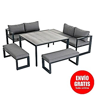 Sunfun Conjunto de muebles Christine (6 pzs., Aluminio/Poliéster, Antracita/Gris)