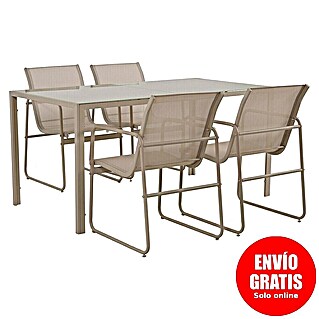 Conjunto de muebles Bicoir (5 pzs., Acero/Textiline, Beige)