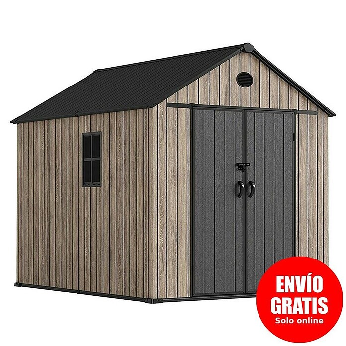Hoggar Caseta de jardín Oak 060 (Medidas ext. (An x Pr): 226 x 283 cm, Plástico, Marrón/Antracita, 6,41 m²) | BAUHAUS