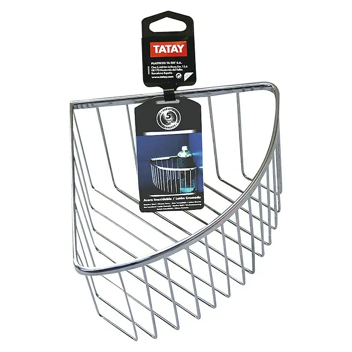 Tatay Cesta de baño angular Krom - L x An x Al: 20 x 20 x 13,5 cm, Cromo - Estante de esquina de Tatay hecho de acero inoxidable cromado, ideal para utensilios de baño y con 5 años de garantía.