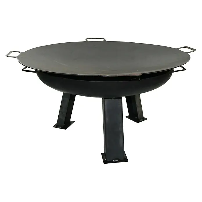 Buschbeck Wok - Passend für: Feuerschale mit Ø 80 cm - Schwarzer Grill mit Deckel, ideal für kulinarische Erlebnisse im Freien. Er ist robust und ein Blickfang für jeden Garten.