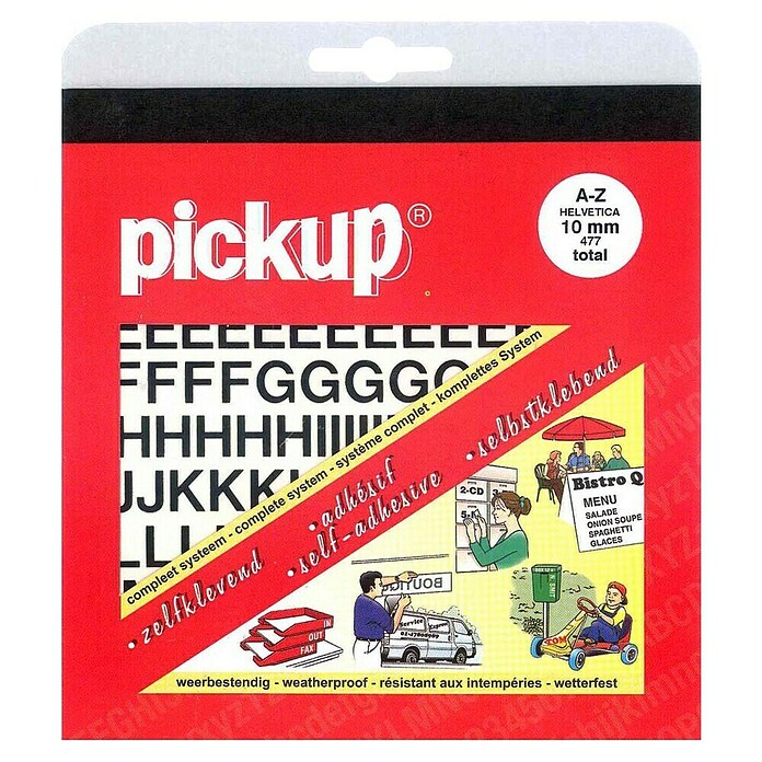 Pickup Aufkleber (477 x Buchstabenaufkleber, Schwarz, Höhe: 10 mm)