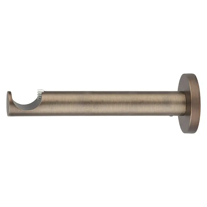 Expo Ambiente Träger Function - Bronze, Geeignet für: Gardinenstangen Ø 25 mm, 16,5 cm - Detailaufnahme einer Gardinenstangehalterung in metallischer Bronzeoptik, die Funktionalität und modernes Design vereint.