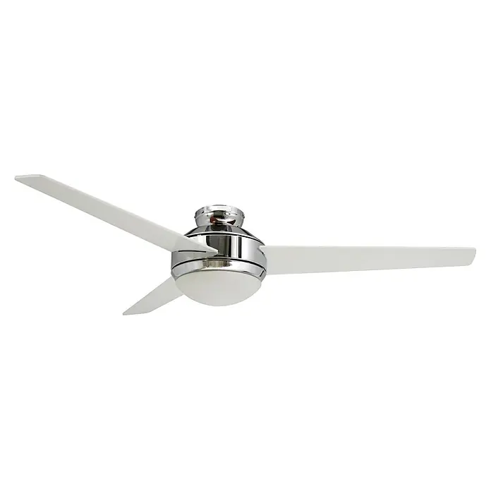 Vam Deckenventilator VEGALIGHT chrom weiß/Kirschholz - Chrom - Kirsche, 1.320 mm, 46 W - Weißer dreiflügeliger Deckenventilator mit Chromgehäuse und integriertem Licht.