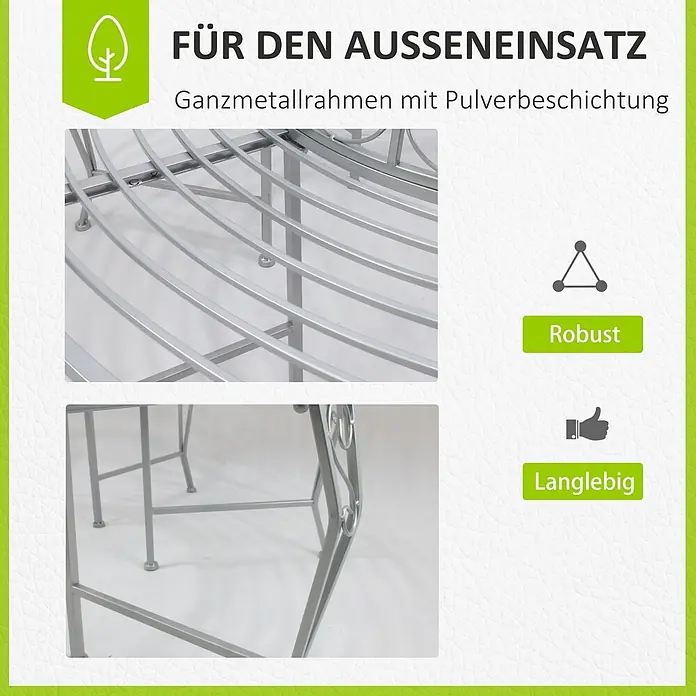 Outsunny Gartenbank -  - Silberner pulverbeschichteter Ganzmetallrahmen für den Außeneinsatz, robust und langlebig.