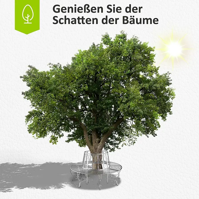 Outsunny Gartenbank -  - Runde silberne Metall-Baumbank, die Sitzgelegenheiten um einen Baum bietet.