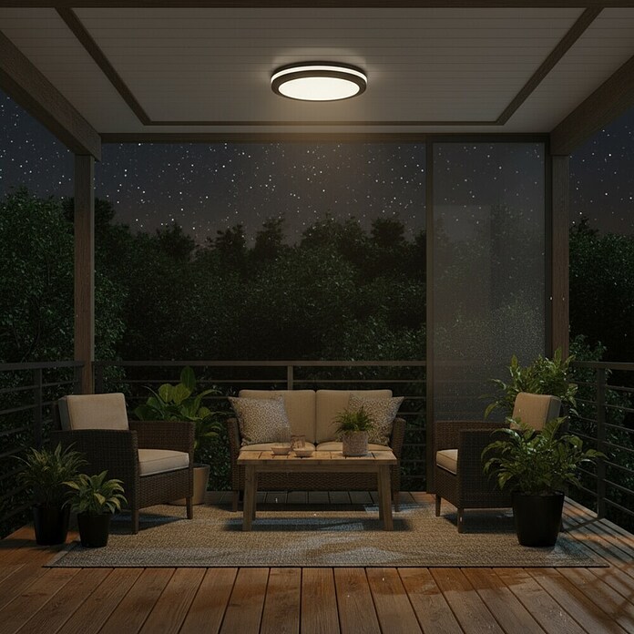 Green Tech LED okrogla stropna svetilka  (24 W, Ø x V: 30 x 5,5 cm, Črna) | 3087 - Outddor Wandstrahler | CAJA - Outdoorleuchten Hochvolt | CAJ - Outdoorleuchten | CA - Beleuchtung | C - Elektro | BAUHAUS