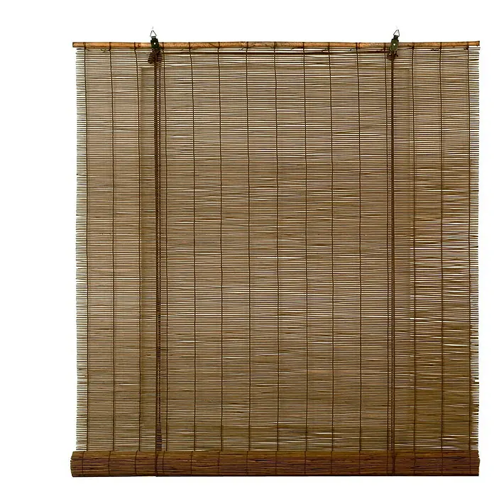 Estor enrollable Ocres - An x Al: 90 x 175 cm, Castaño, Unicolor - Persiana enrollable de bambú marrón, bajada. Persiana decorativa hecha con materiales naturales para ventanas y puertas.