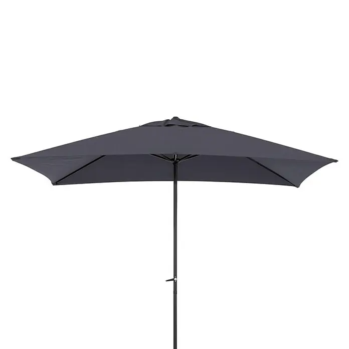Sunfun Parasol Venecia II - Antracita, 300 x 300 cm, Aluminio - Una sombrilla gris de patio se alza sobre un fondo blanco.