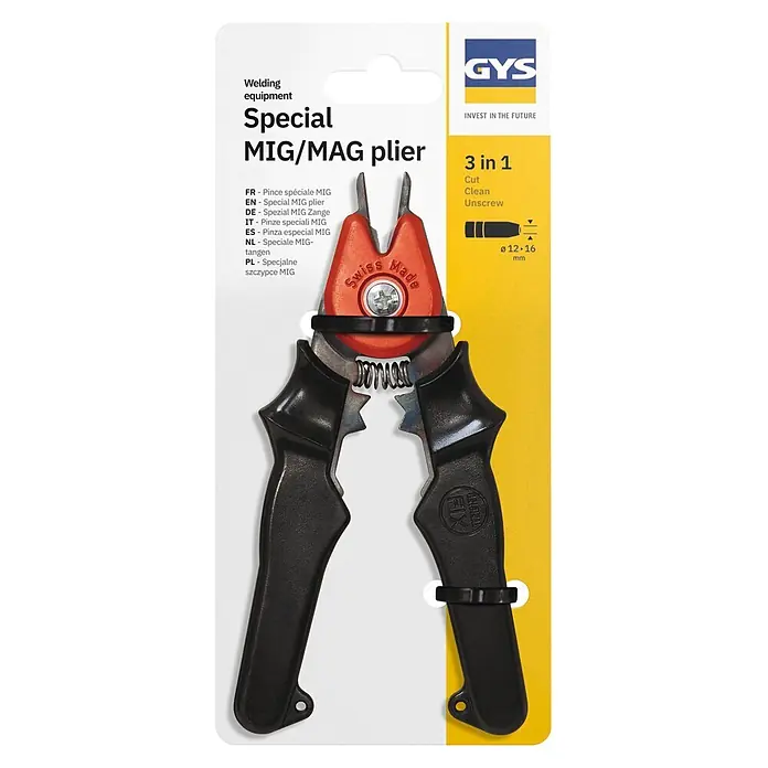 Gys Düsenzange -  - Rote und schwarze spezielle MIG/MAG-Schweißzange, ein 3-in-1 Werkzeug zum Schneiden, Reinigen und Lösen von Schweißdüsen.