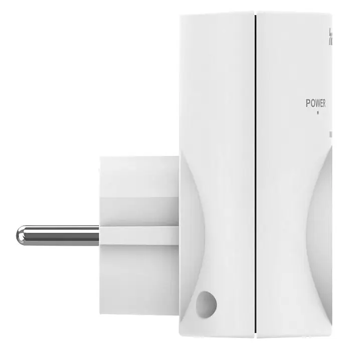 Hama Überspannungsadapter 00223324 - Weiß - Weißer Powerline-Adapter mit Metallsteckerstift und 'POWER'-Anzeige.
