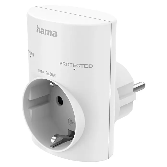 Hama Überspannungsadapter 00223324 - Weiß - Weißer Hama Überspannungsschutz-Adapterstecker mit einer Schuko-Steckdose, max. 3680W.