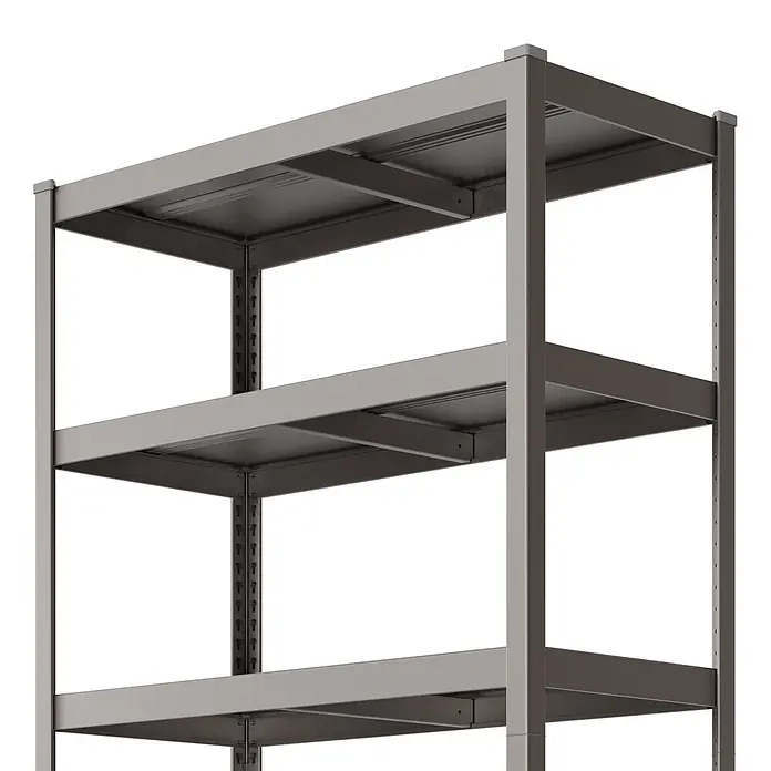 Metallregal - H x B x T: 180 x 100 x 45 cm, Traglast pro Boden: 50 kg, Anzahl Böden: 5 Stk., Stecken, Graphit - Stabiles graues modulares Metallregal mit mehreren verstellbaren Böden.