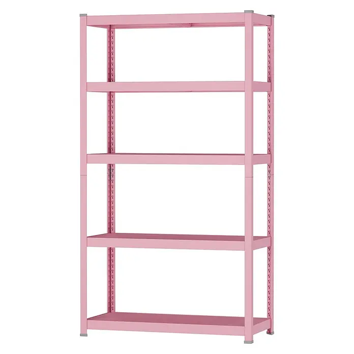 Metallregal - H x B x T: 180 x 100 x 45 cm, Traglast pro Boden: 50 kg, Anzahl Böden: 5 Stk., Stecken, Pink - Rosa Metallregal mit fünf verstellbaren Ablagen.