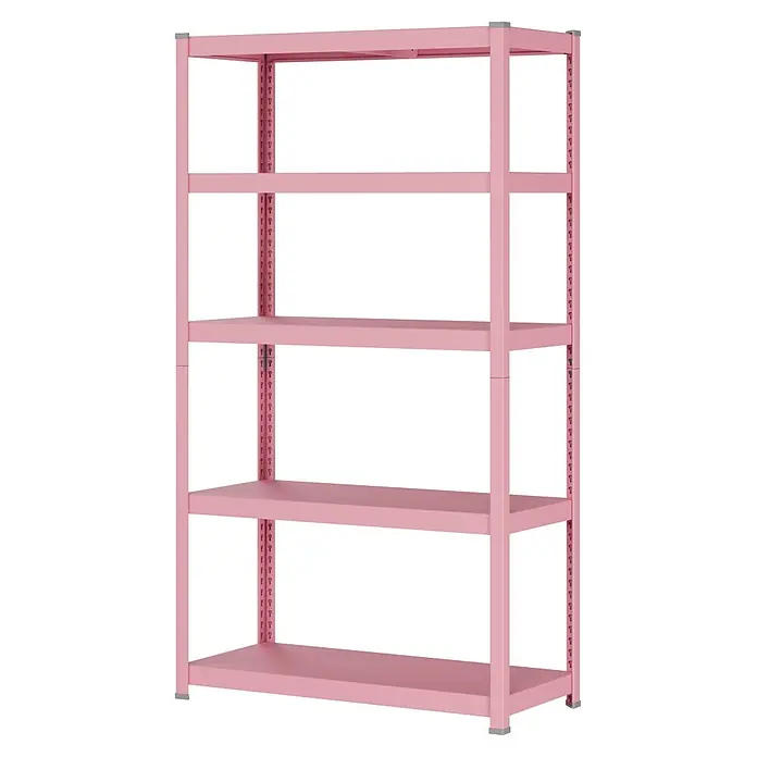 Metallregal - H x B x T: 180 x 100 x 45 cm, Traglast pro Boden: 50 kg, Anzahl Böden: 5 Stk., Stecken, Pink - Rosa Metallregal mit fünf verstellbaren Ablagen zur Aufbewahrung.