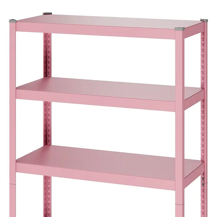 Metallregal - H x B x T: 180 x 100 x 45 cm, Traglast pro Boden: 50 kg, Anzahl Böden: 5 Stk., Stecken, Pink - Rosa Metallregal mit verstellbaren Böden.