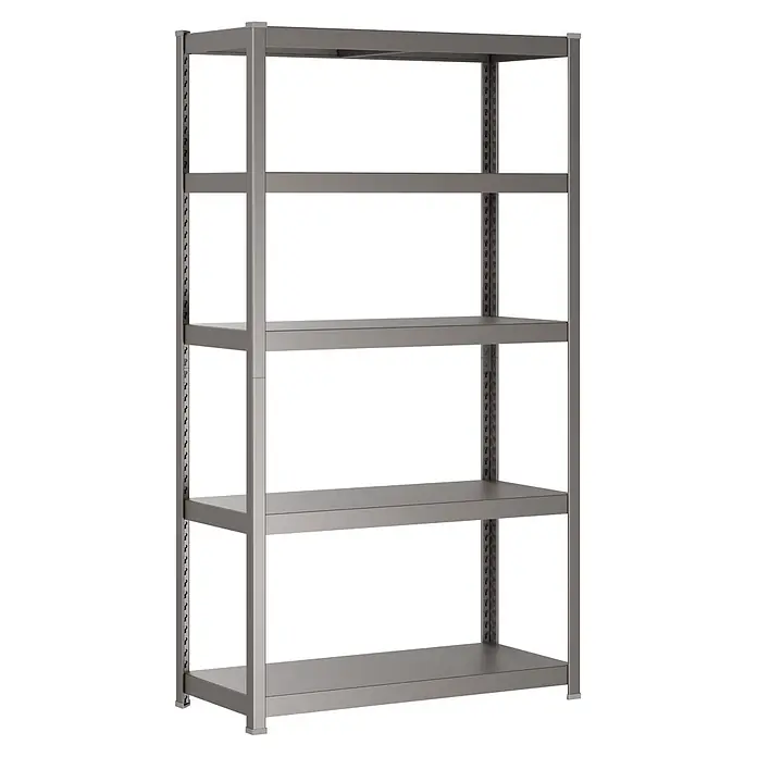 Metallregal - H x B x T: 180 x 100 x 45 cm, Traglast pro Boden: 50 kg, Anzahl Böden: 5 Stk., Stecken, Graphit - Dunkelgraues Metallregal mit fünf verstellbaren Böden.