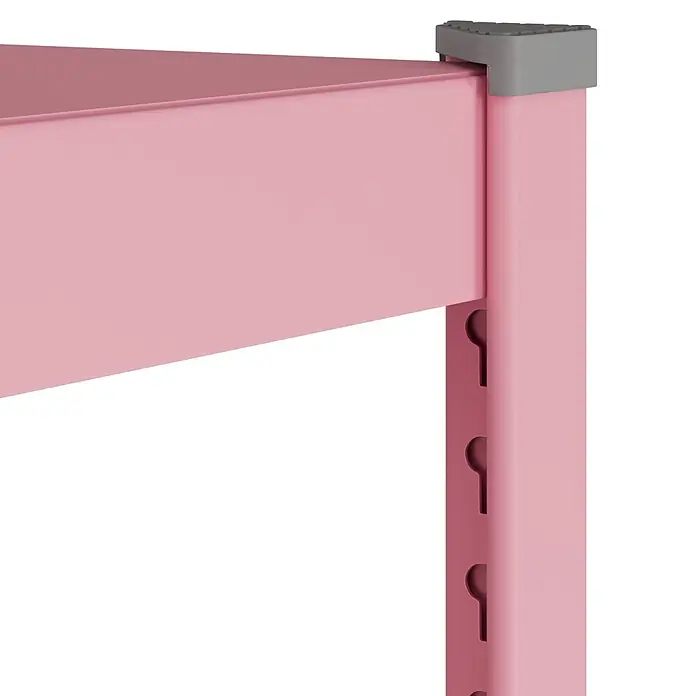 Metallregal - H x B x T: 180 x 100 x 45 cm, Traglast pro Boden: 50 kg, Anzahl Böden: 5 Stk., Stecken, Pink - Rosa Metalleckregal mit verstellbaren Schlitzen und grauer Kunststoffkappe.