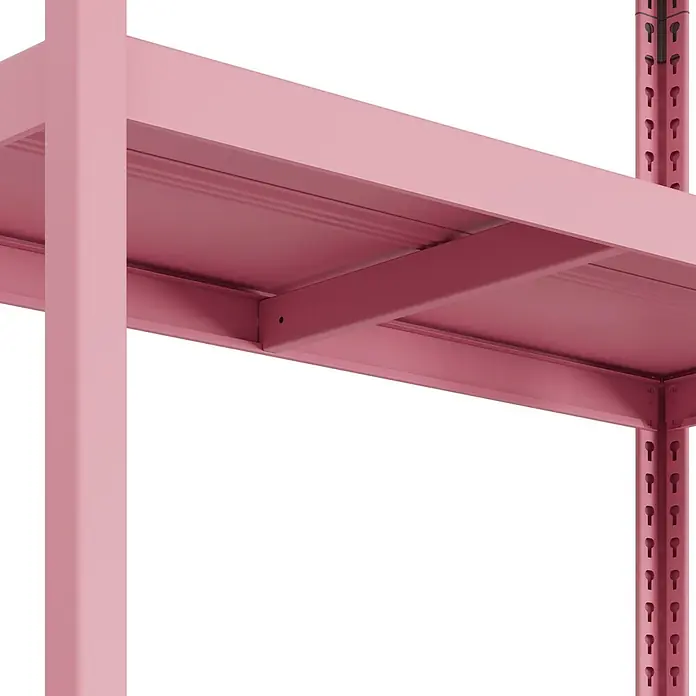Metallregal - H x B x T: 180 x 100 x 45 cm, Traglast pro Boden: 50 kg, Anzahl Böden: 5 Stk., Stecken, Pink - Rosa Metallregal mit verstellbaren Fachböden.