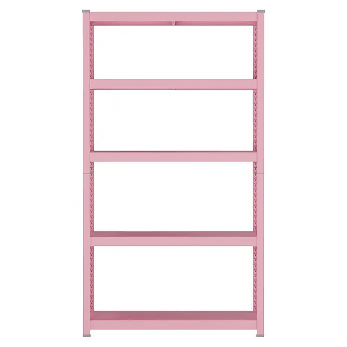 Metallregal - H x B x T: 180 x 100 x 45 cm, Traglast pro Boden: 50 kg, Anzahl Böden: 5 Stk., Stecken, Pink - Rosa Metallregal mit fünf verstellbaren Böden.