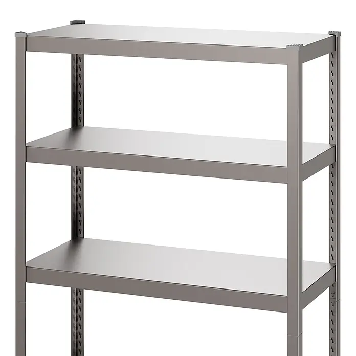 Metallregal - H x B x T: 180 x 100 x 45 cm, Traglast pro Boden: 50 kg, Anzahl Böden: 5 Stk., Stecken, Graphit - Graues Metallregal mit drei verstellbaren Ablagen zur Aufbewahrung.
