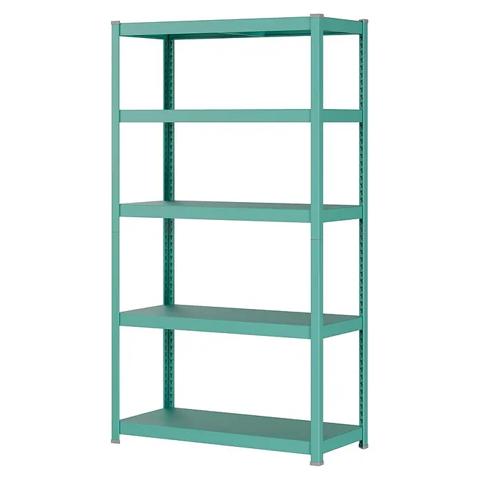 Metallregal - H x B x T: 180 x 100 x 45 cm, Traglast pro Boden: 50 kg, Anzahl Böden: 5 Stk., Stecken, Mint - Verstellbares Metallregal mit fünf Ablagen in Petrol.