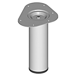 Element System Möbelfuß (Ø x H: 6 x 20 cm, Traglast: 75 kg, Stahl, Weiß/Aluminium)
