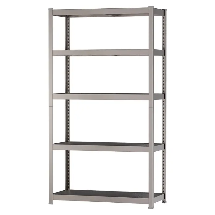 Metallregal - H x B x T: 180 x 100 x 45 cm, Traglast pro Boden: 50 kg, Anzahl Böden: 5 Stk., Stecken, Graphit - Fünfbödiges, graues Metall-Lagerregal mit verstellbaren Einlegeböden.