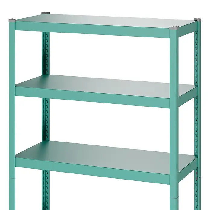 Metallregal - H x B x T: 180 x 100 x 45 cm, Traglast pro Boden: 50 kg, Anzahl Böden: 5 Stk., Stecken, Mint - Dreistöckiges, verstellbares Metallregal in Türkis für die Lagerung.