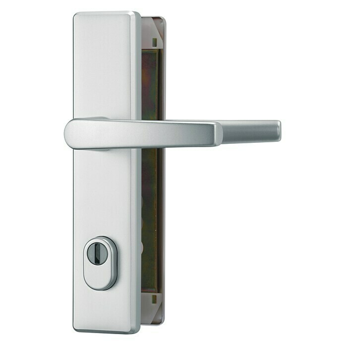Abus Herraje de protección (Puerta principal, Aluminio, Grosor de puerta: 52 - 72 mm, Botón exterior, manilla interior, Forma placa: Cuadrado)