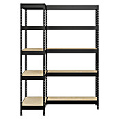 Regalux Eckregal (H x B x T: 180 x 131 x 40 cm, Traglast pro Boden: 210 kg, Anzahl Böden: 10 Stk., Stecken, Schwarz) | BAUHAUS