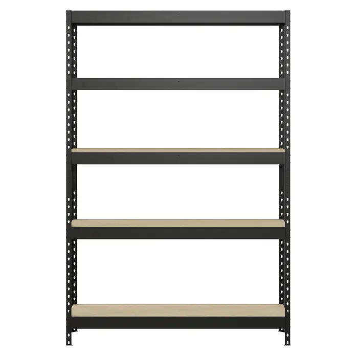 Regalux Metallregal Rivet Atlas - H x B x T: 180 x 120 x 40 cm, Traglast pro Boden: 230 kg, Anzahl Böden: 5 Stk., Stecken, Schwarz