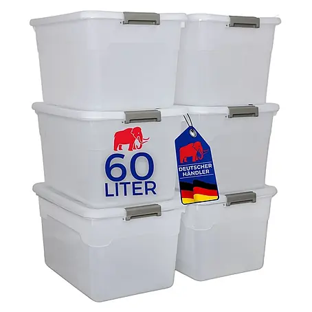 Proregal  Aufbewahrungsbox-Set 6er mit Deckel - Extra Groß mit Rollen