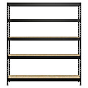 Regalux Metallregal Rivet Atlas (H x B x T: 180 x 160 x 40 cm, Traglast pro Boden: 250 kg, Anzahl Böden: 5 Stk., Stecken, Schwarz) | BAUHAUS