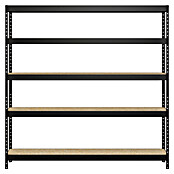 Regalux Metallregal Rivet Atlas (H x B x T: 180 x 180 x 40 cm, Traglast pro Boden: 230 kg, Anzahl Böden: 5 Stk., Stecken, Schwarz) | BAUHAUS