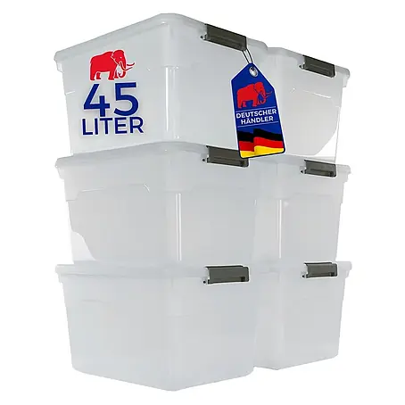 Proregal  Aufbewahrungsbox-Set 6er mit Deckel - Groß mit Rollen