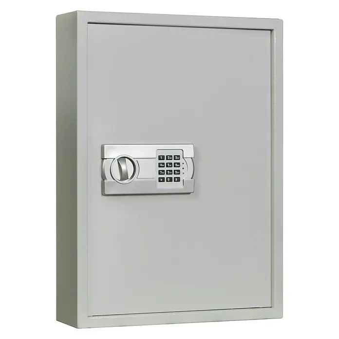 Format Schlüsselschrank SLE 120 - Elektronisches Zahlenschloss, L x B x H: 130 x 460 x 630 mm - Grauer Wandsafe mit digitalem Tastenfeld und Drehgriff für sichere Aufbewahrung wichtiger Dokumente und Wertsachen im Büro oder Zuhause.