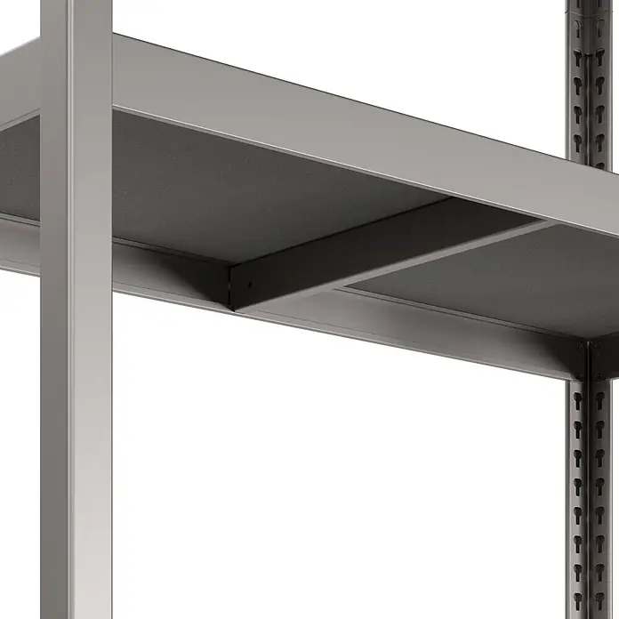 Metallregal - H x B x T: 180 x 100 x 45 cm, Traglast pro Boden: 200 kg, Anzahl Böden: 5 Stk., Stecken, Graphit - Graues Metallregal mit dunkelgrauen Böden, konzipiert für robuste Lagerung.