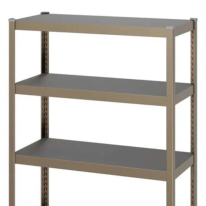 Metallregal - H x B x T: 180 x 100 x 45 cm, Traglast pro Boden: 200 kg, Anzahl Böden: 5 Stk., Stecken, Kupfer - Metallregal mit vier dunkelgrauen Fachböden und bronzefarbenem Rahmen. Höhenverstellbare Ablagen.