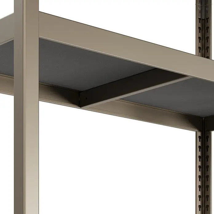 Metallregal - H x B x T: 180 x 100 x 45 cm, Traglast pro Boden: 200 kg, Anzahl Böden: 5 Stk., Stecken, Kupfer - Robustes Metallregal mit bronzefarbenem Rahmen und dunkelgrauen Böden, ideal zur Lagerung.