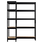 Regalux Eckregal (H x B x T: 180 x 131 x 40 cm, Traglast pro Boden: 210 kg, Anzahl Böden: 10 Stk., Stecken, Schwarz) | BAUHAUS
