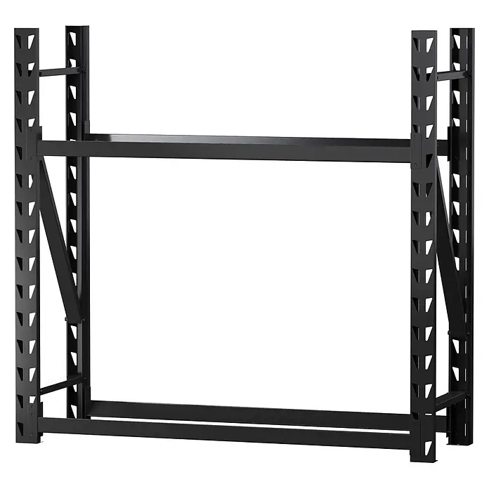 Metallregal - H x B x T: 118 x 118 x 40 cm, Anzahl Träger: 2 Stk., Stecken, Schwarz - Schwarzes Metallregal mit zwei sichtbaren Ablagen.