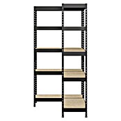 Regalux Eckregal (H x B x T: 180 x 131 x 40 cm, Traglast pro Boden: 210 kg, Anzahl Böden: 10 Stk., Stecken, Schwarz) | BAUHAUS