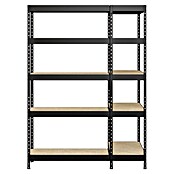Regalux Eckregal (H x B x T: 180 x 131 x 40 cm, Traglast pro Boden: 210 kg, Anzahl Böden: 10 Stk., Stecken, Schwarz) | BAUHAUS