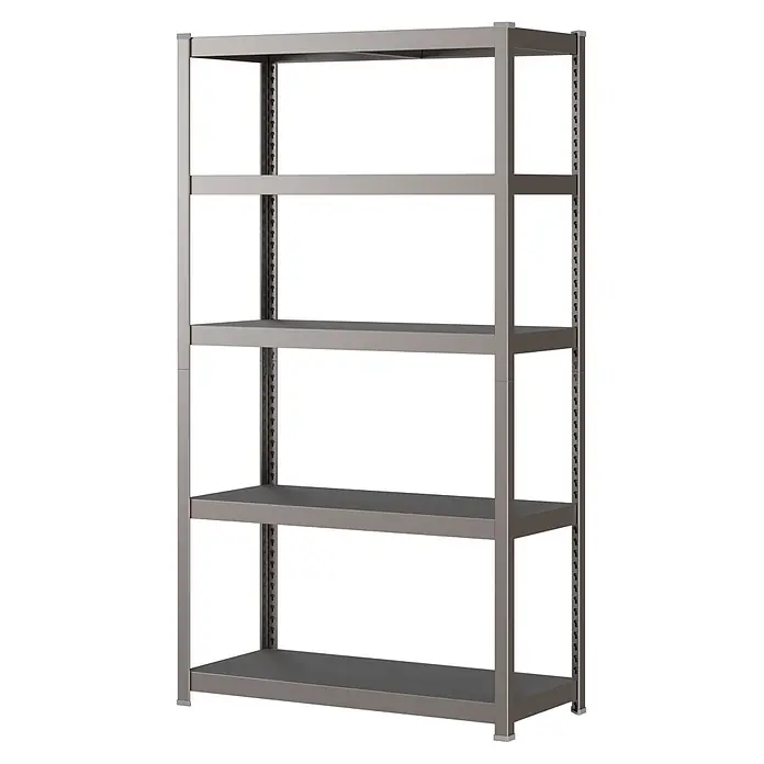 Metallregal - H x B x T: 180 x 100 x 45 cm, Traglast pro Boden: 200 kg, Anzahl Böden: 5 Stk., Stecken, Graphit - Graues Metallregal mit fünf verstellbaren Böden.